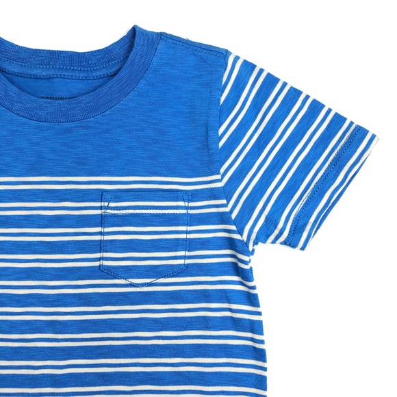 CREWCUTS | Kids' Striped Pocket T-shirt in Blue - Picture 2 of 6